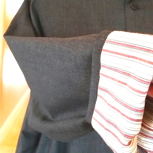 ESKANDAR Y2k Swingy HTF Grey Striped Wool Striped Boxy Neiman  Minimalist Jacket - Picture 8 of 14